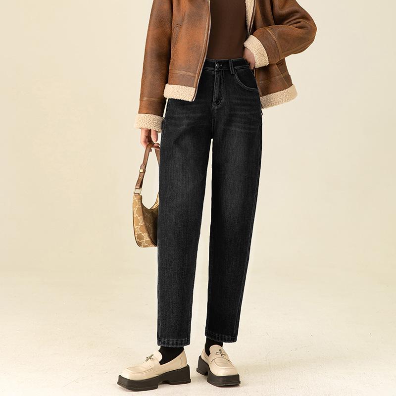 

Xin Ge 2024 Зимние Утепленные Бархатной Подкладкой Зауженные Джинсы-Галифе для Мужчин 27 чёрный