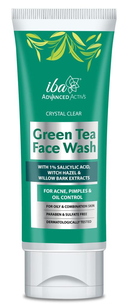 Iba Advanced Activs Crystal Clear Green Tea Face Wash | High Foam | For Oily Combination & Acne Prone Skin | Halal Certified & Vegan - 100 Ml