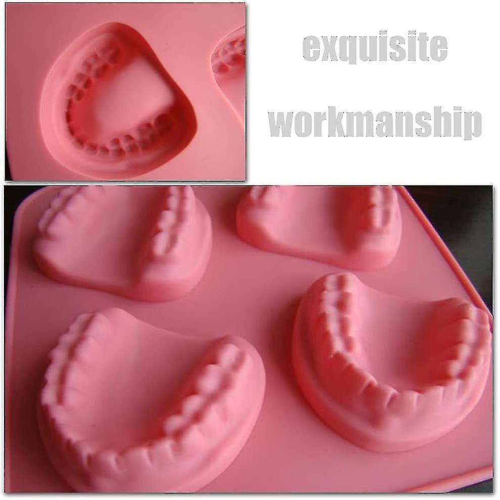 2 Pezzi Vassoio Ghiaccio Silicone Stampi 3D a Forma di Dente Qualità Alimentare Stampo Cubetti Ghiaccio