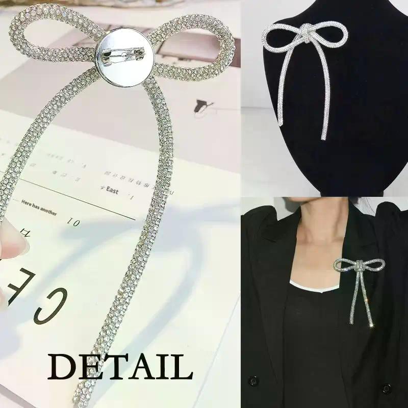 New Exquisite Sparkly Crystal Bow Brooches Badges For Women Girls Fashion Lady Bowknot Boutique Pin Accessories Gift
