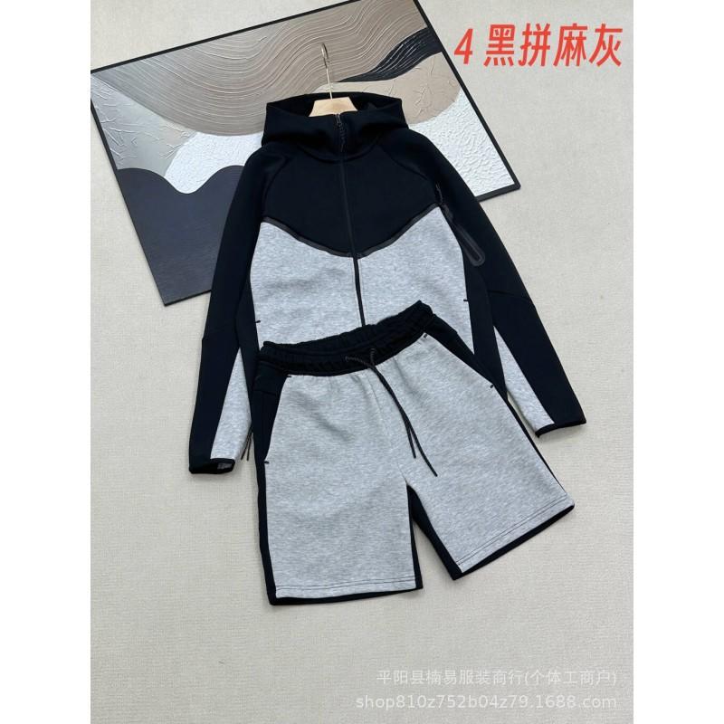 2026 SS Womens Casual Sport Tracksuit Long Sleeve Hooded Top Shorts Set Air Layer Fabric