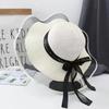 Flower Ribbon Sun Hat For Women's New Seaside Vacation Sweet Lace Sun Hat Summer Big Brim Straw Hat