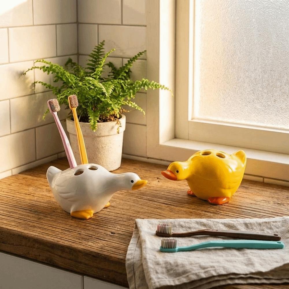 Upright Storage Ceramic Toothbrush Holder Cartoon Washroom Storage Holder Kids' Room