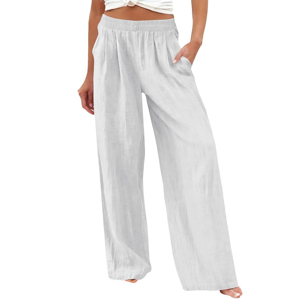 Pantaloni Larghi Dritti da Donna Pantaloni Lunghi Casual con Tasche