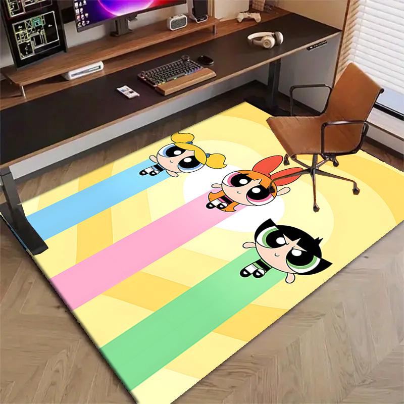 1pc Powerpuff Design Printed Area Rug Carpet for Bedroom Living Room Home Decor Rugs Mat Non Slip Mat Rug for Bedside