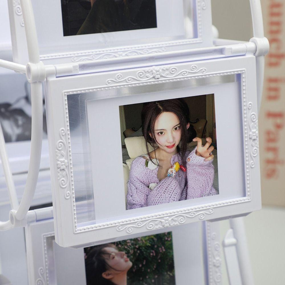 Vintage Rotating Wheel Picture Frame 5inch 12 Photos Classic Ferris Wheel Photo Display Frame DIY Rectangular Photo Organizer