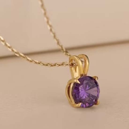Amethyst Gemstone Handmade Designer Yellow Gold Necklace, 925 Sterling Silver, Designer Necklace, Anniversary Gift, Wedding Gift