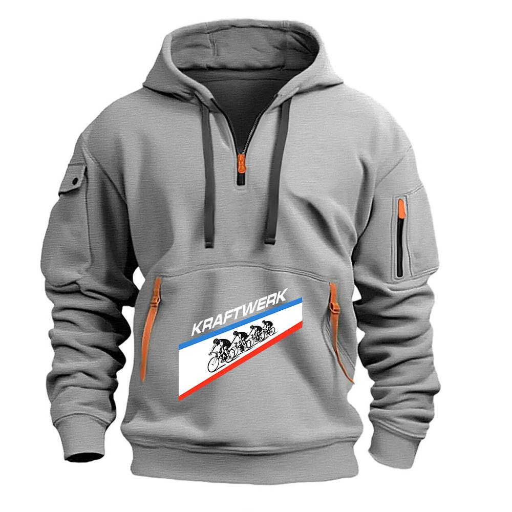 Kraftwerk Logo Print 2026 Men's Spring And Autumn Creative Graphic Versatile Fashion Best Seller Coat Half Zipper Hoodies