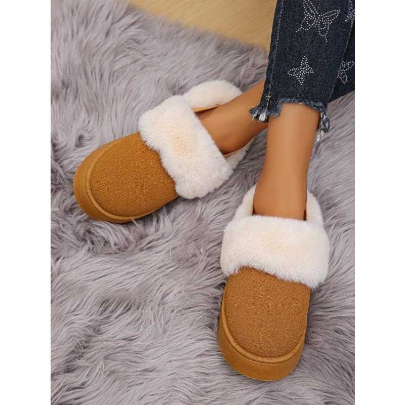 Women's Autumn and Winter Platform Cotton Shoes Snow Boots Plus Velvet Warm Indoor and Outdoor Straps Comfortable and Soft