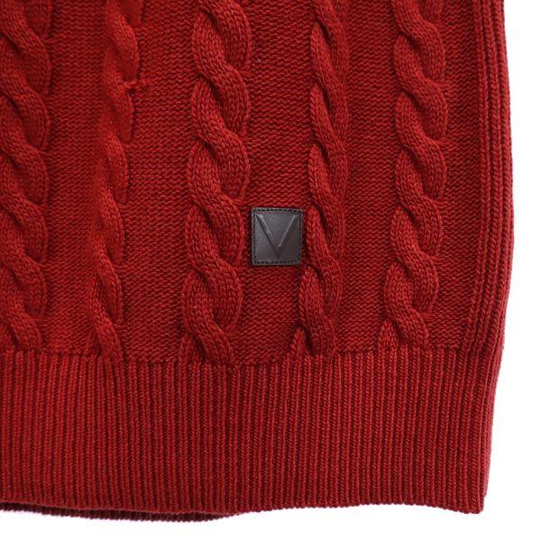 Louis Vuitton Long Sleeve Cable Knit Crew Neck Knit Red Men's Used