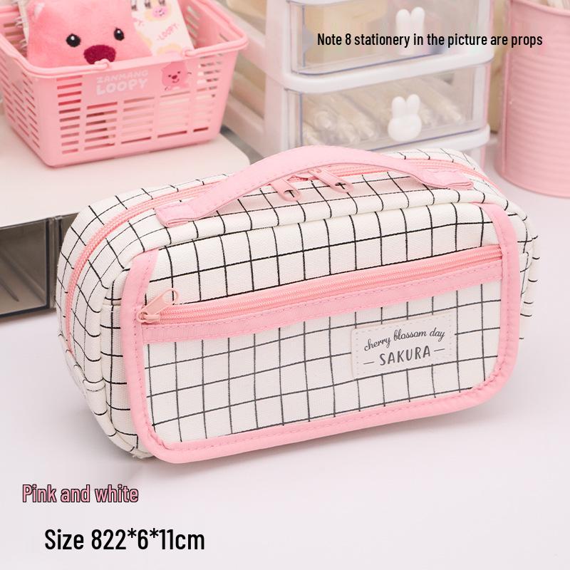 

Large Capacity Handheld Magnetic Canvas Pencil Case with Transparent Flap