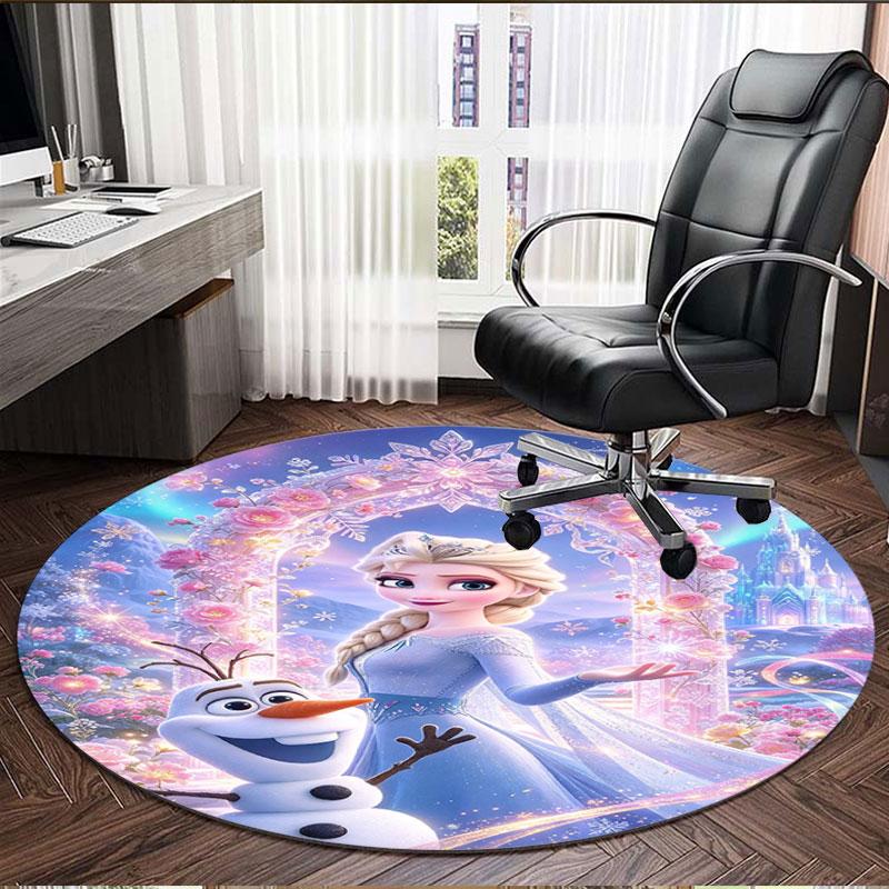 Frozen Print Round Rug, Washable Floor Carpet, For Entryway Dorm Laundry Room Office Study, Home Decor Birthday Christmas Gift