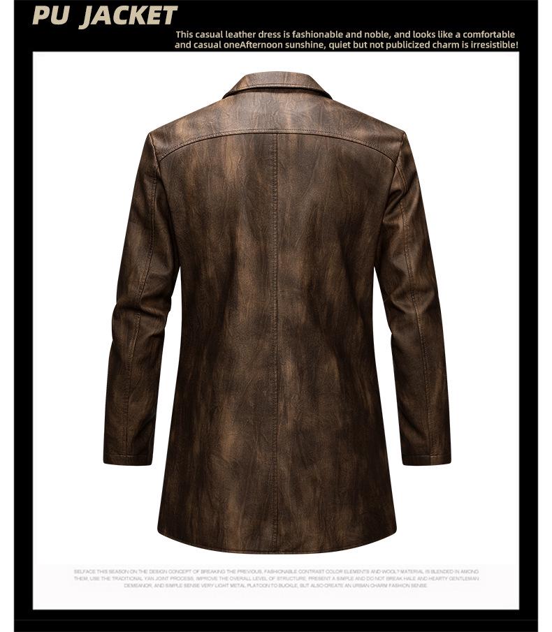 Men's 2025 Autumn/Winter American Lapel Leather Jacket Suit Overcoat - New Spring/Autumn Loose Outerwear