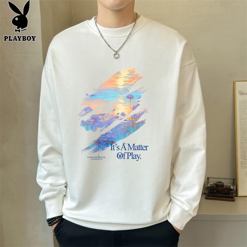 Playboy Men's Long Sleeve Loose Fit Crewneck Sweatshirt