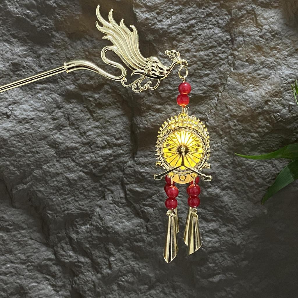 Fermacapelli Lanterna Luminosa di Alta Gamma per Gonne Hanfu - Popolare Accessorio Stile Paesaggistico