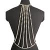 Alluring Pearls And Gold Alloy Body Chain Necklace Designed For Women Seeking To Stand Out At Social Gatherings