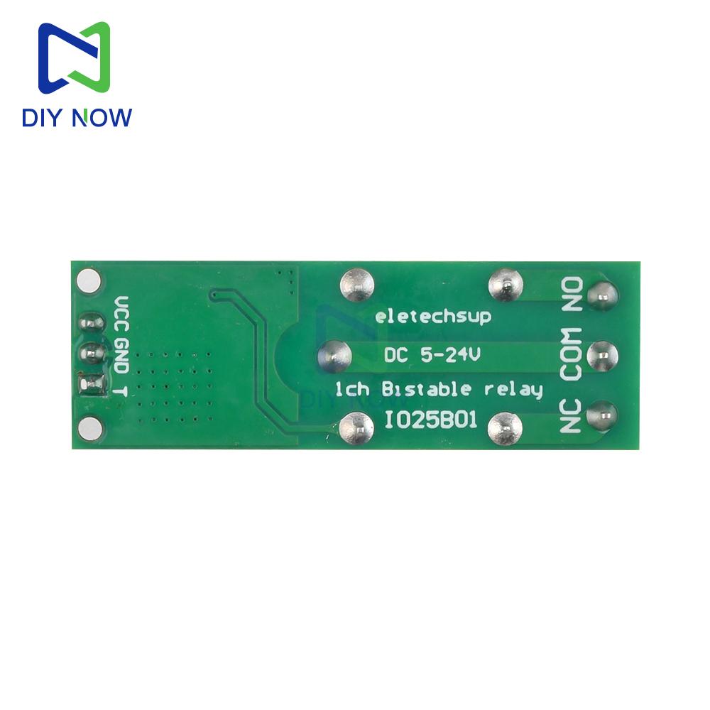 IO25B01 DC 6V 9V 12V 24V Flip-Flop Latch Relay Module 1 Channel Bistable Self-locking Switch Low Pulse Trigger Board for Arduino