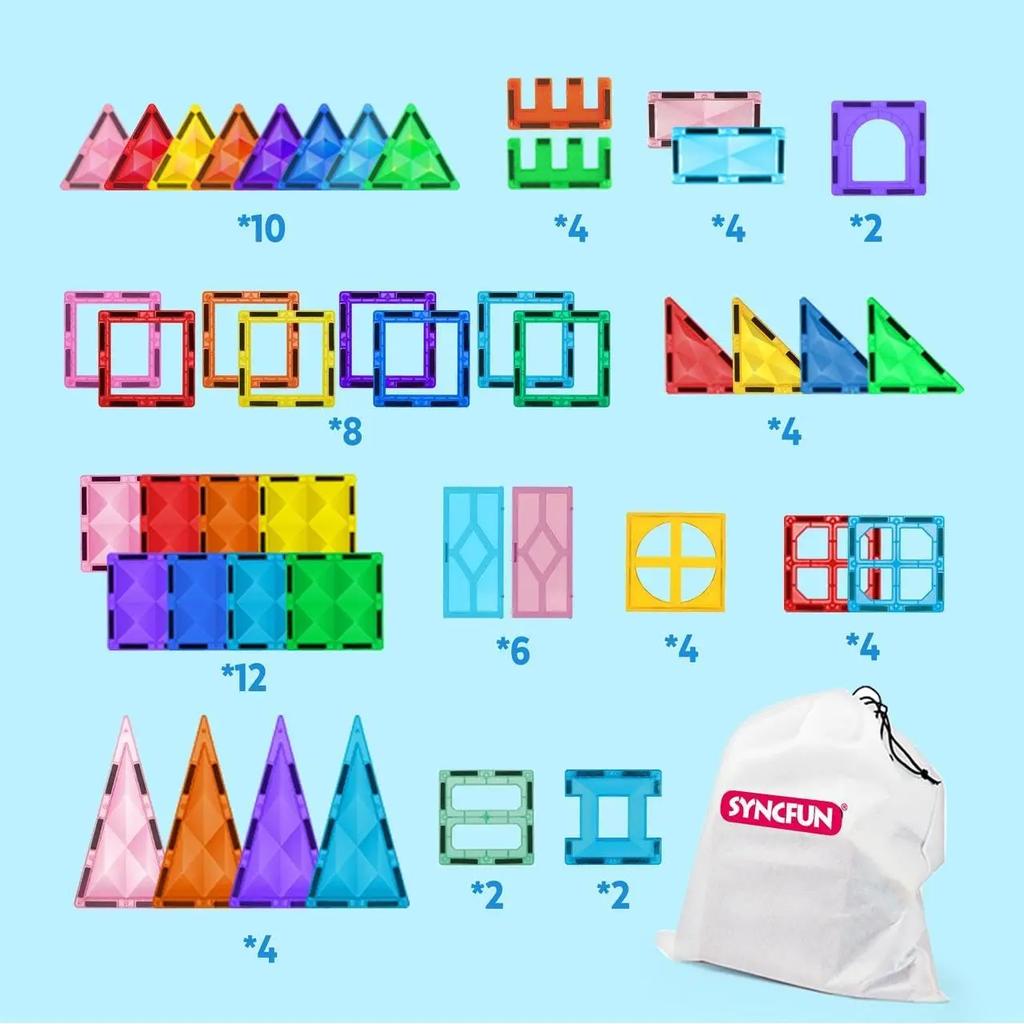 JOYFY 66 יחידות אריחי בנייה מגנטיים צעצועים עמידים ויצירתיים STEM לבנייה לילדים בגילאי 3-8 צעצועי מונטסורי חינוכיים מתנה