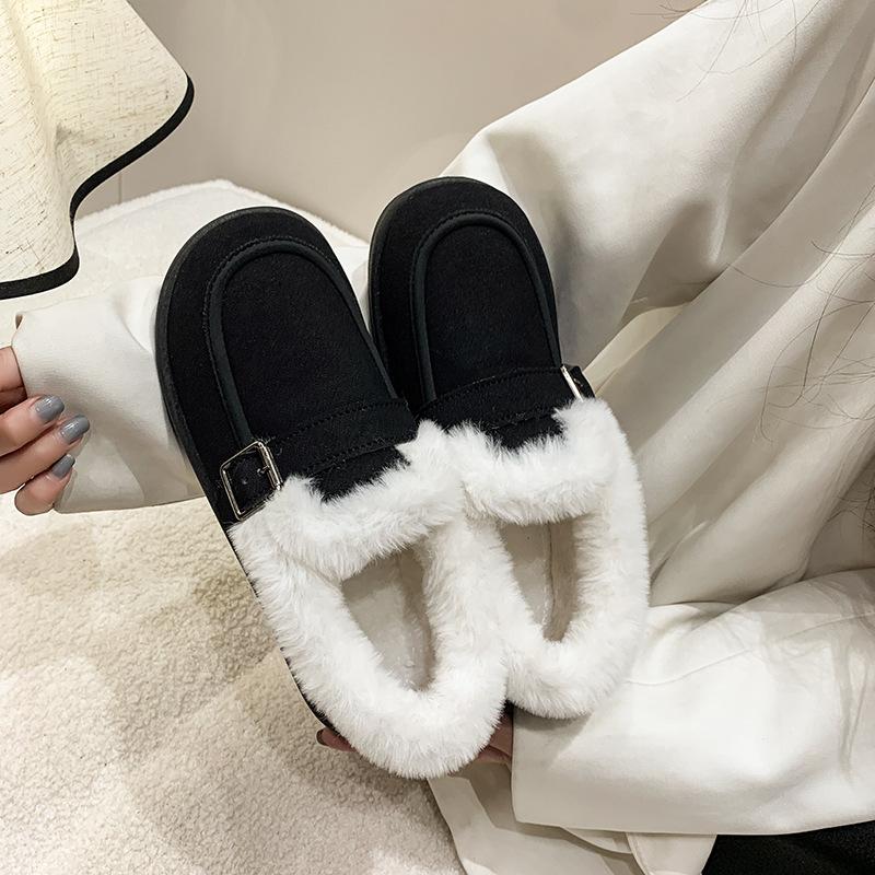 Lazy Shoes Women's Winter 2025 New Casual Versatile Flat Bottom Non-slip Velvet Thickened Warm High-top Cotton Shoes Women