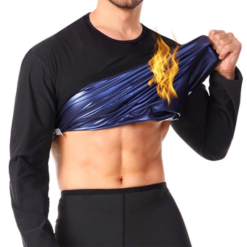 Sauna Shirt für Herren Schweißanzug Kompression Langarm Top Gewichtsverlust Körperformende Shirts für Training Sport