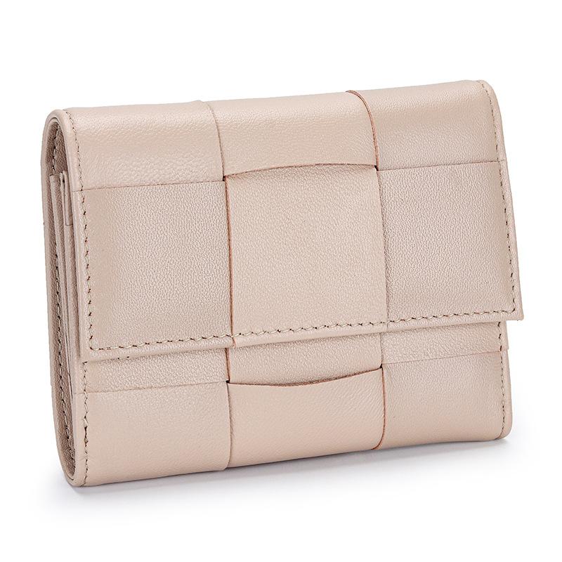 Sheepskin Knitted Three-fold Women's Wallet Fashionable Multifunctional Short Change Purse