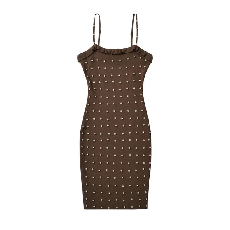 Za2025 Summer New Product Women clothes French style Temperament Waist Hugging Slimming Polka Dot Print Sling Sleeveless Short Dress