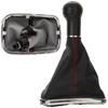 VW Golf IV 97-03 Gear Shift Knob With Boot, Red Stitch & Chrome Frame, 5-Speed, 12mm Hole