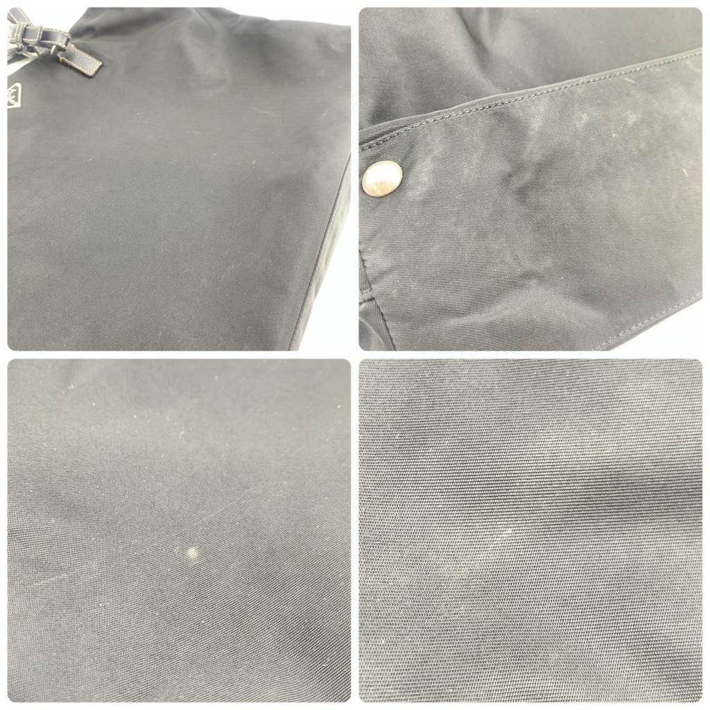 PRADA Tessuto Nylon Hand Tote Bag Shoulder Bag Triangle Logo Plate Silver Hardware Saffiano Leather Black A4 Size
