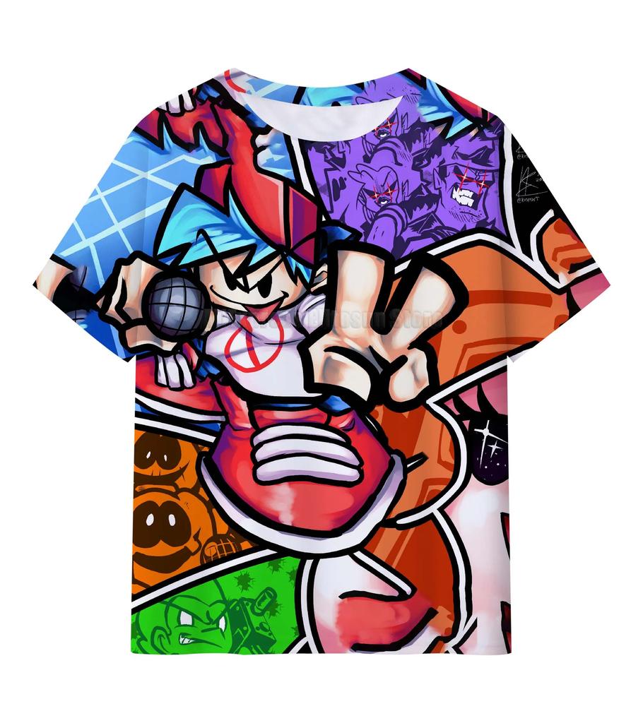 Friday Night Funkin 3D T Shirts Kids Children Game T-shirts Boys Girls Cartoon Anime Tshirts Summer Toddler Tee Streetwear