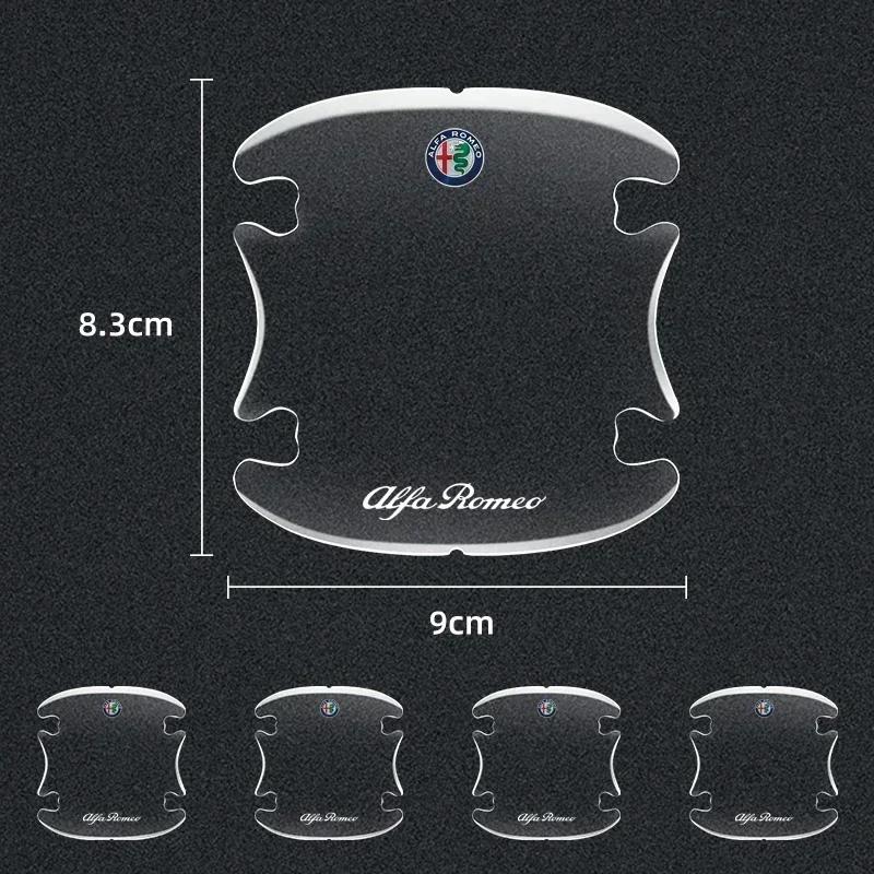 4pcs Car Door Bowl Handle Protector Stickers Transparent Anti-scratch Film for Alfa Romeo 4C 159 Spider Giulia Giulietta 156 147