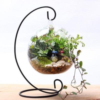 Micro Landscape Crafts Iron Stand Hanging Flower Vase Lantern Holder Hook