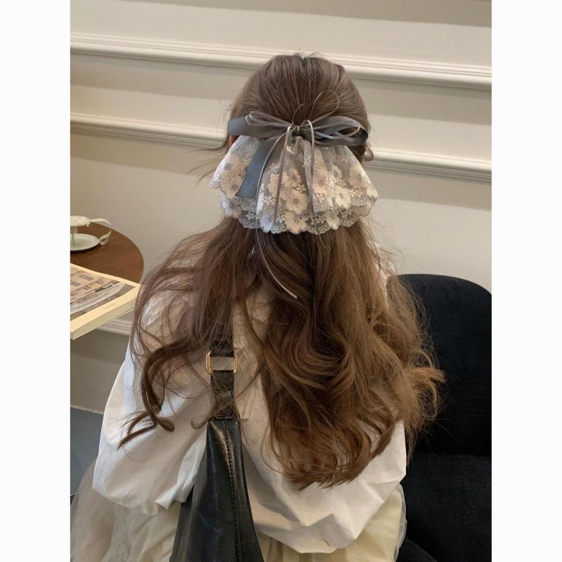 Korean Sweet Lace Bow Hair Clip for Women - 2026 High-End Temperament Spring Accessory