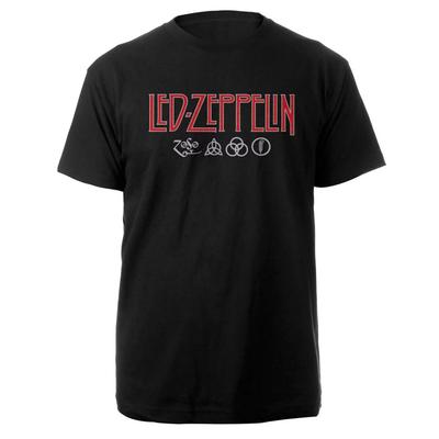 Led Zeppelin Maglietta Nera Unisex Logo Simboli Nuova