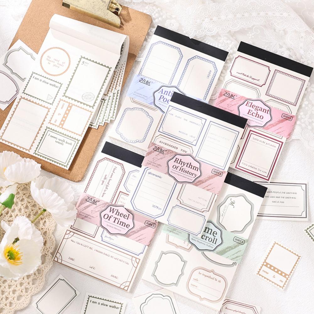 Vintage Memo Pads 30 Sheets, 15.4x9.4cm Non-adhesive Junk Journal Paper for Scrapbooking