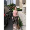 Kumikumi Gyaru Style Set Contrast Color Stripe Tube Top Vest Women Summer Slimming Versatile Wide Leg Pants Two-piece Set