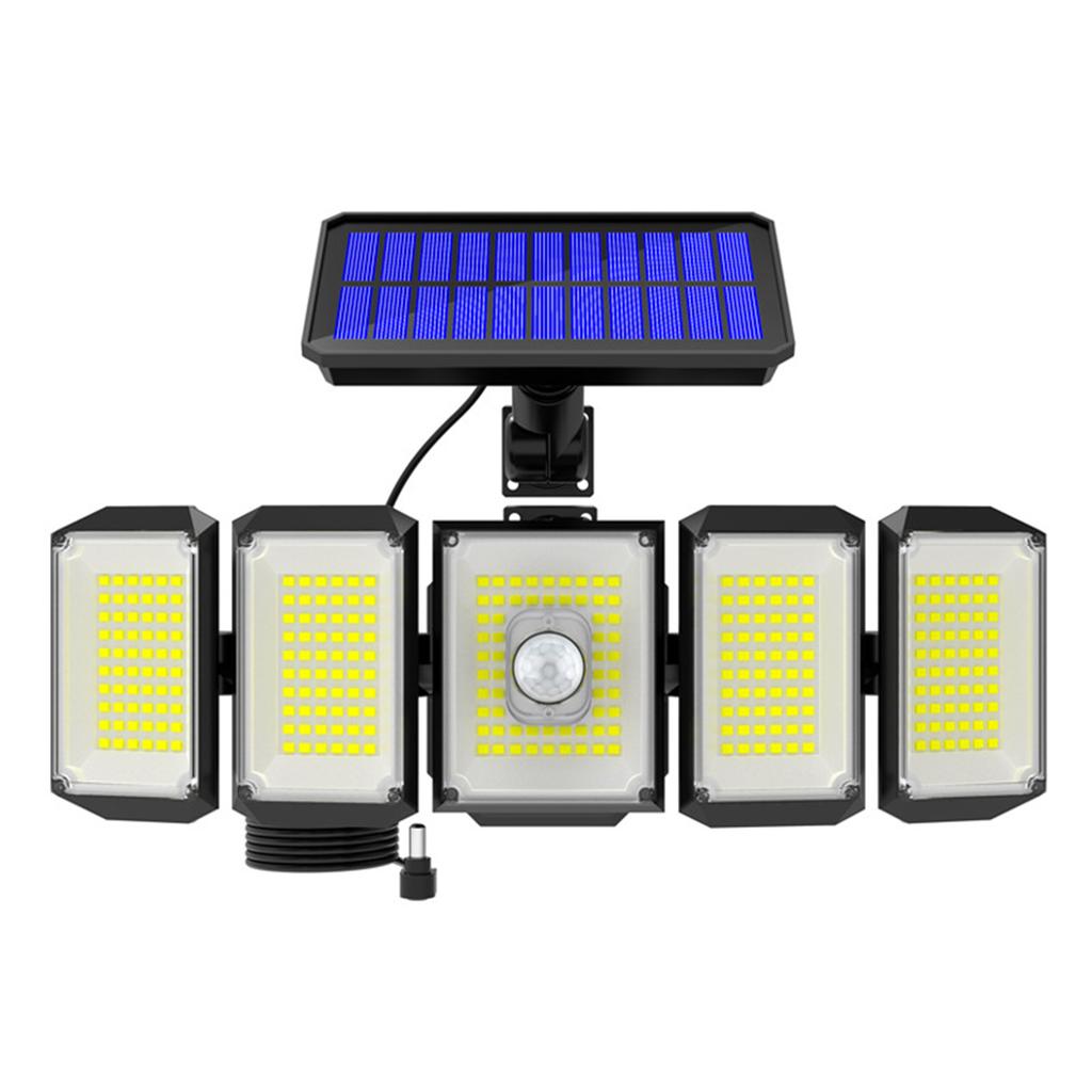 Outdoor Solar Lights 300LED Motion Sensor 5 Heads LED Flood Lights With Remote Control IP65 Waterproof Solar Security Lights For Garden Garage