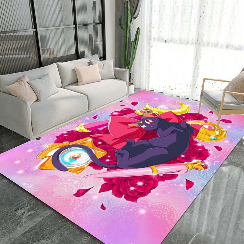Schöne Kriegerin Sailor Moon 3D Teppich, Geeignet für Wohnzimmer, Schlafzimmer und andere Heimdekoration, Rutschfeste Fußmatte und Geschenkwahl.