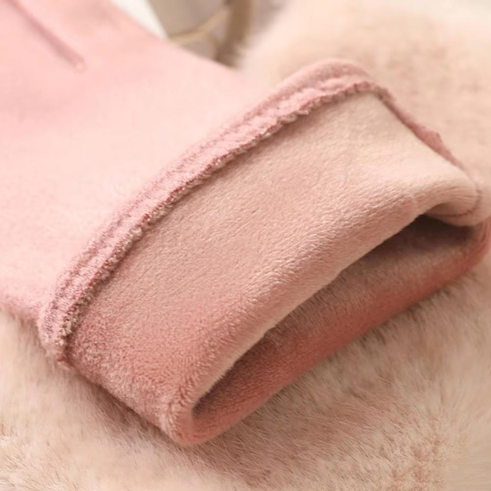 Windproof Touch Screen Gloves Thickened Suede Riding Gloves Fashion Faux Fur Gloves for Women