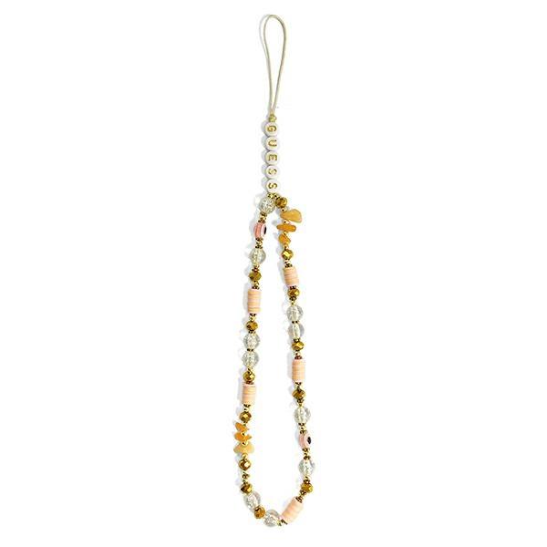 Guess Gustbohp Pendant Phone Strap Brown-Pink/Brown-Pink Beads Bohemia