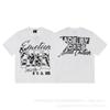 Unisex Vintage American Style Loose Fit Cotton Tee With Embellished Letter Print Round Neck Short Sleeve