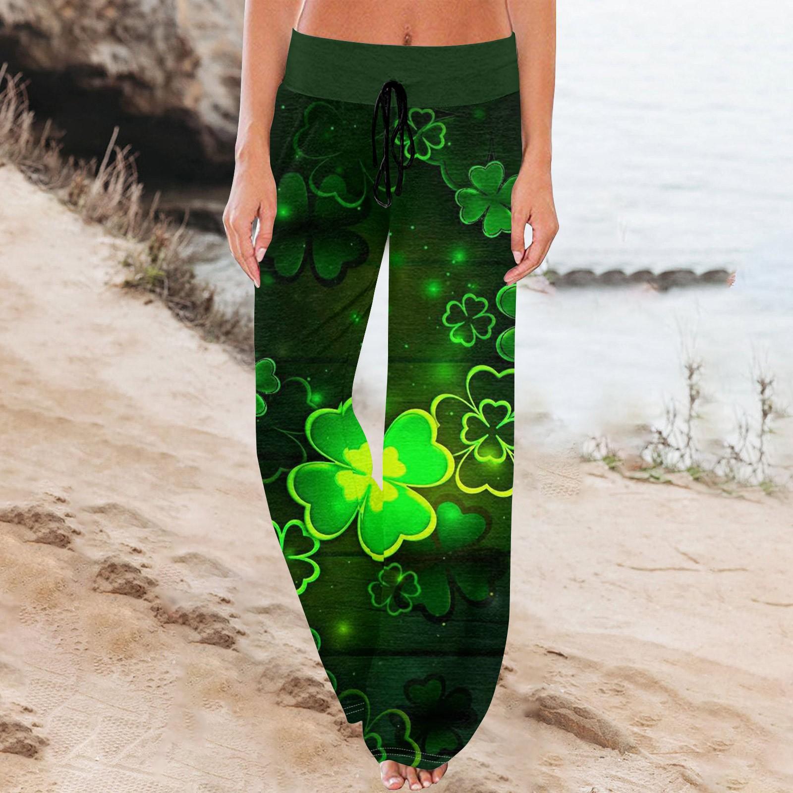 

Женские удобные пижамные брюки с карманами St. Широкие брюки с принтом «День Святого Патрика» и завязками L