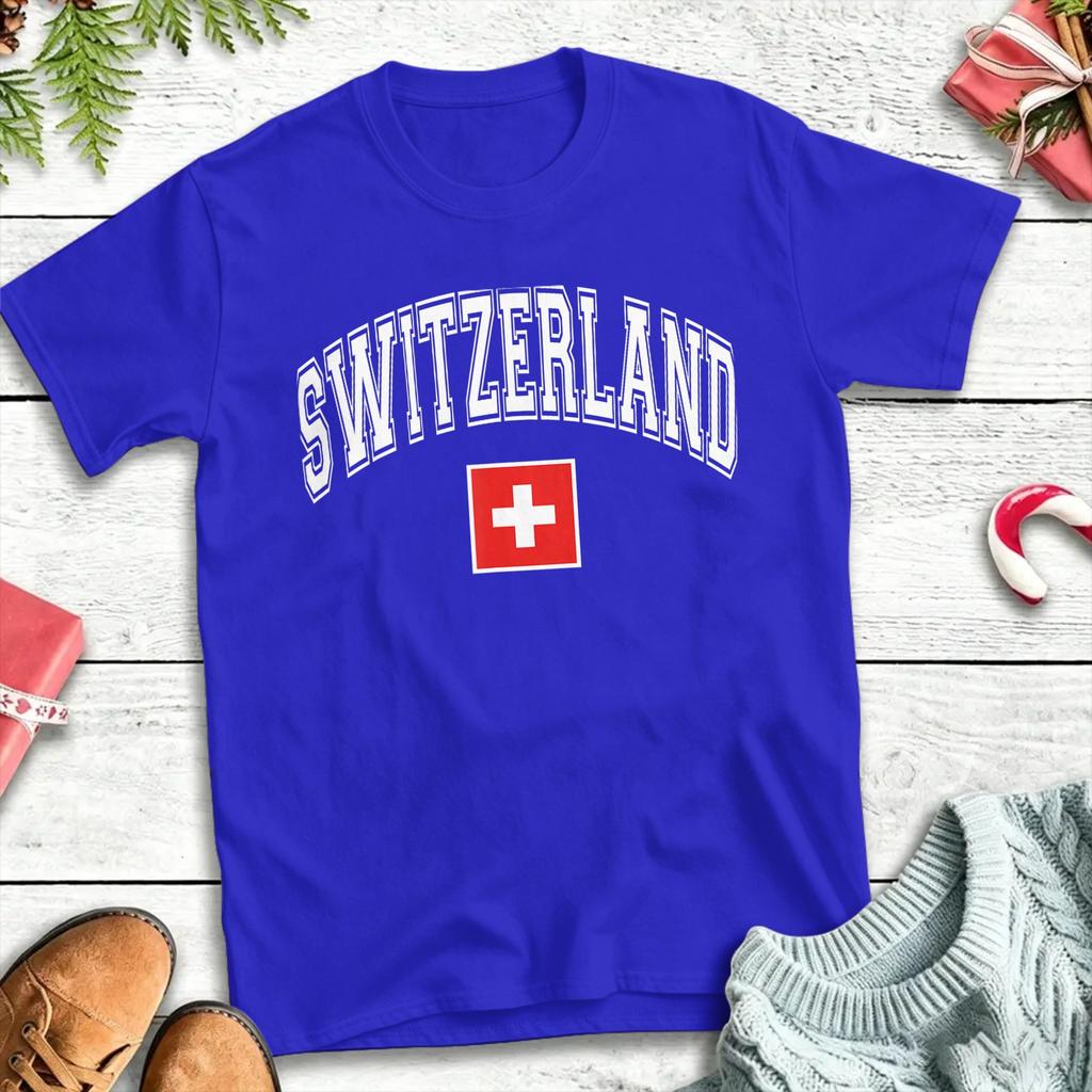 Man T Shirt Switzerland Swiss Flag (2) T-Shirts Harajuku  Summer Tee Shirt Funny Cotton Clothes Gift
