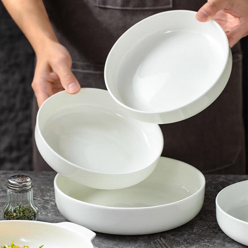 QW Nordic Pure White Bone China Deep Dinner Plate