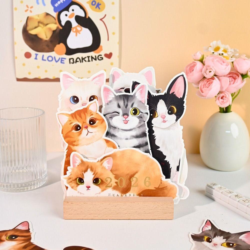 Coil Binding Cat Dog Desk Calendar Creative Daily Planning Supplies Portable Calendar  Office Use