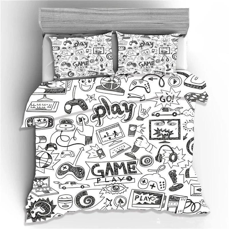 Gamepad Comforter Cover Gamer Bedding Set Teens Video Game Duvet Cover for Youth Boys Modern Game Controller Bedspread