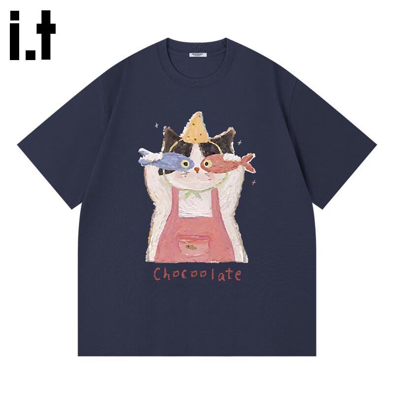 

CHOCOOLATEit Унисекс Хлопковая Футболка с Принтом Мультяшного Кота XL