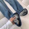 Warm High-Waisted Retro Wide-Leg Jeans for Women - Thick Velvet, Straight & Narrow Leg, Versatile Winter Pants