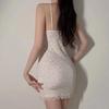 Small fresh and sexy pure desire wind large size suspender slit floral nightdress sweet temptation simple explosion backless clothes women
