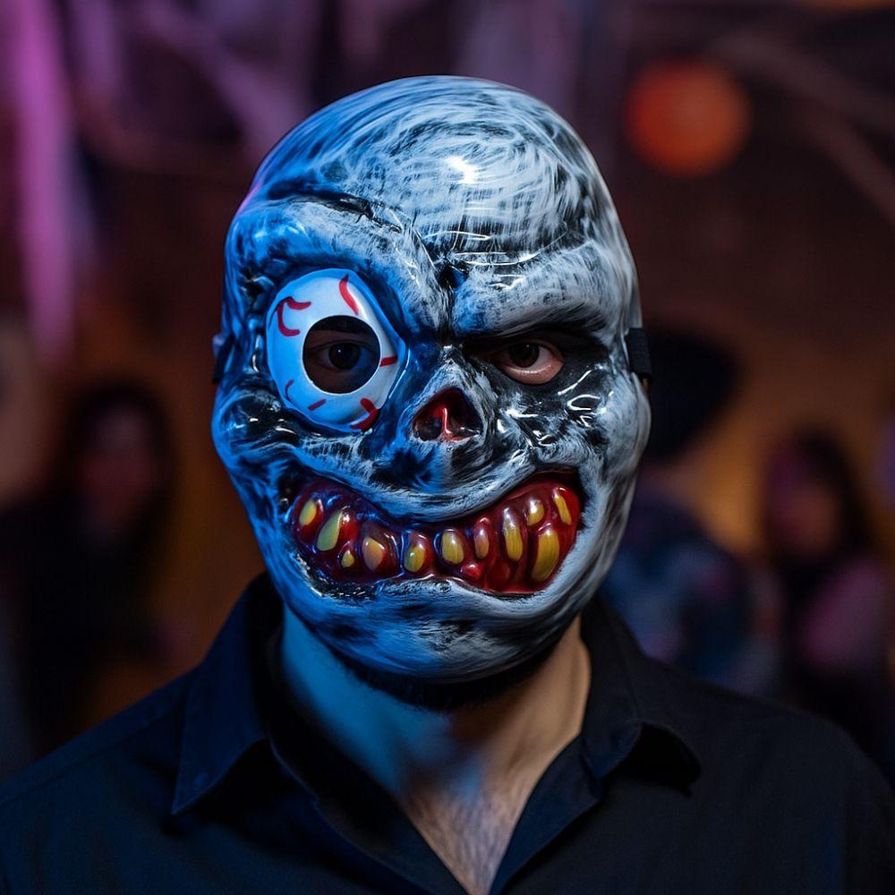 Vollgesichts Halloween Geist Maske Gruselige Requisiten PVC Geist Kopfbedeckung Einäugig Atmungsaktiv Gruseliger Geist Kopfbedeckung Kostümparty