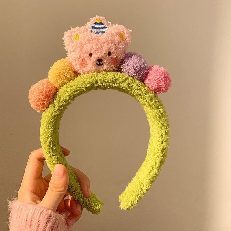 

Милый мультяшный плюшевый медведь, комок волос, плюшевая повязка для волос для девочек, милая повязка для украшения волос, повязка на голову, детские милые аксессуары для волос зелёный